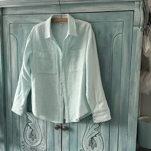 Tribal Jeans Mint Blue textured 100% cotton shirt/jacket.  Size small, $40